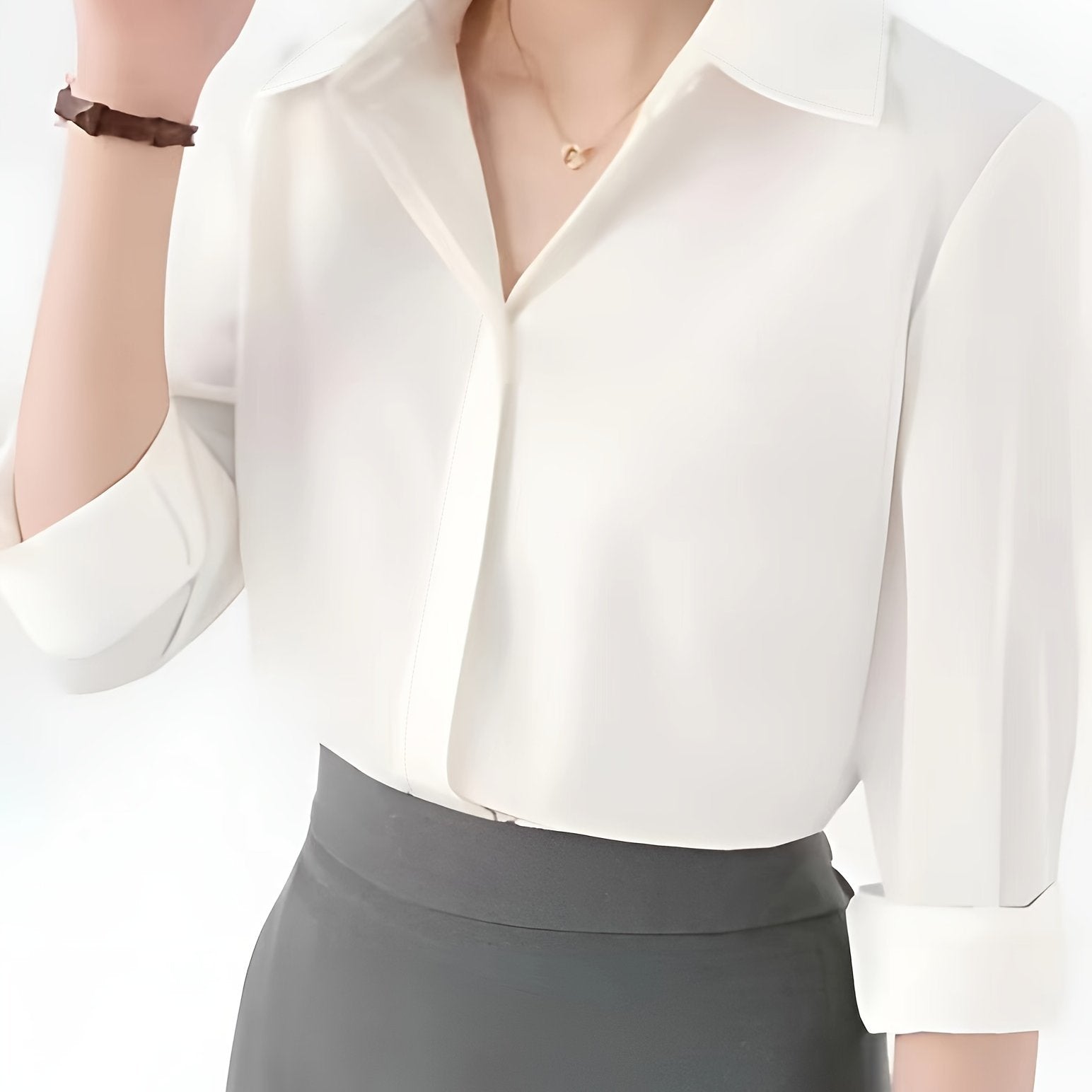 Camisa blanca de manga larga para mujer, poliéster, estilo coreano, corte suelto, primavera y otoño
