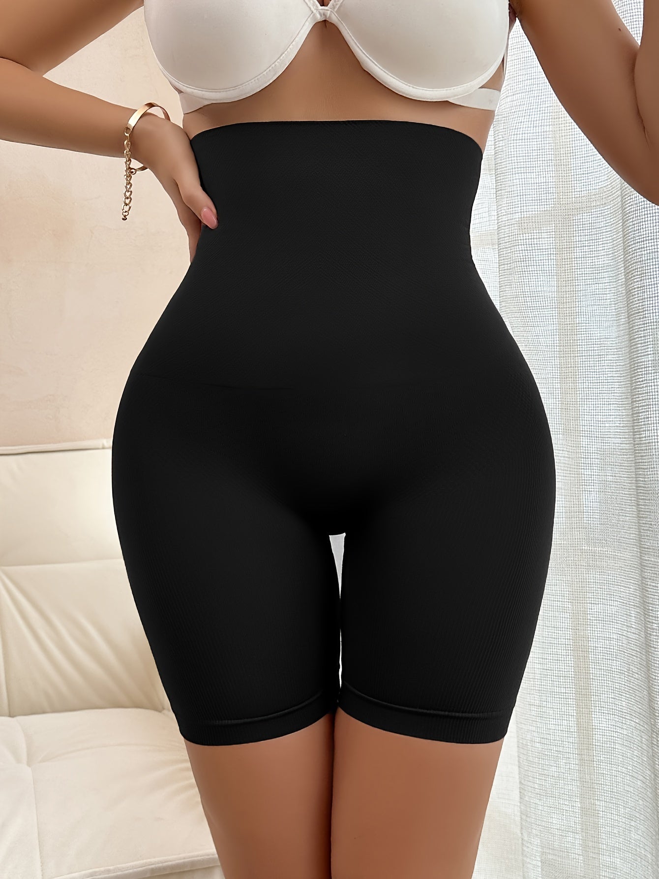 Women's High Waist Shaping Shorts Breathable Tummy Control Butt Lifting Solid
