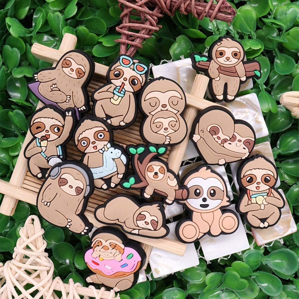 10PCS Sloth Shoe Charms Plastic Bear Cartoon Accessories for Shoes and Bracelets