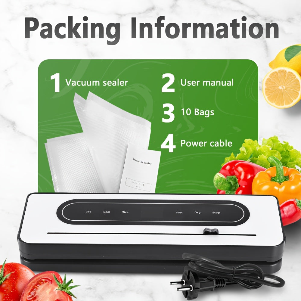 Avtomatik vakuum yopish mashinasi, kesgich bilan, quruq va nam oziq-ovqat rejimlari, LCD sensorli ekran, kuchli suv o'tkazmaydigan, oshxona oziq-ovqat saqlash