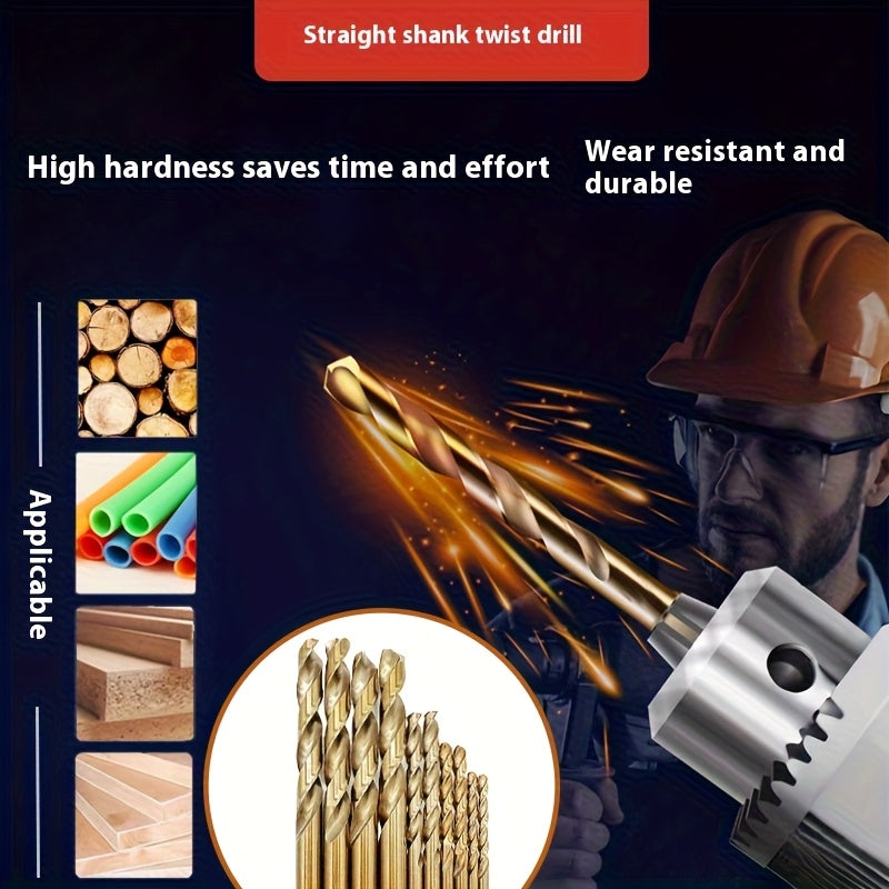 50 Pcs Titanium Coated High Speed Steel Drill Bits Set for Wood Metal Jewelry