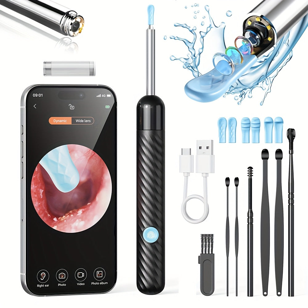 Wireless Earwax Removal Kit with HD Camera LED Light Rechargeable Battery for iOS Android