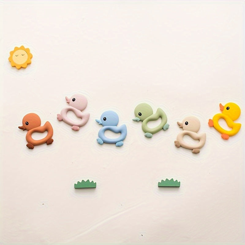 Силиконовая игрушка для прорезывания зубов в форме утки - безопасна для малышей, легко чистится, идеальный подарок на праздники: Рождество, Хэллоуин и День благодарения.