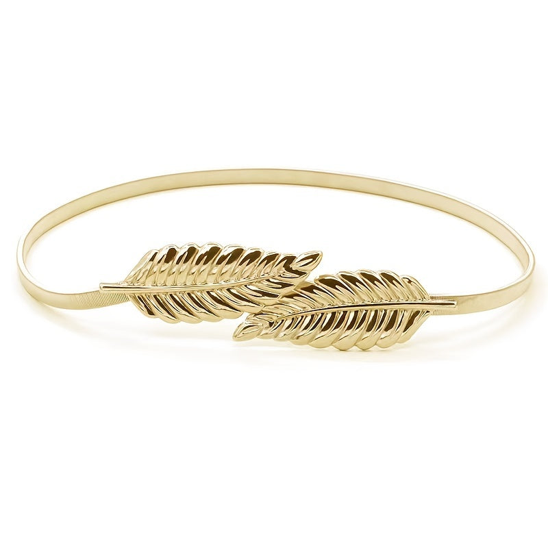 Женский пояс-цепочка для юбки с золотой пружинной застежкой в виде листа — модный аксессуар