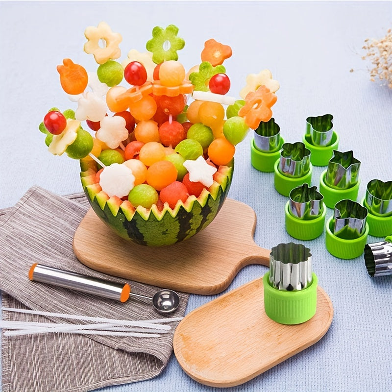 Kitchen Tool Set with Vegetable Cutter Shapes, Cookie Cutters, Molds, and Baking Gadgets