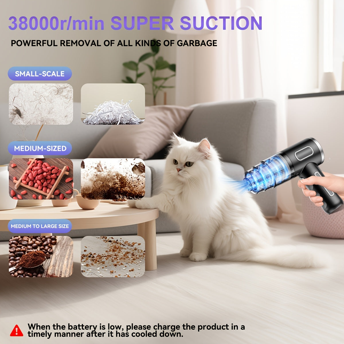 Cordless Handheld Vacuum Cleaner for Car Office Home Lithium Rechargeable Suction