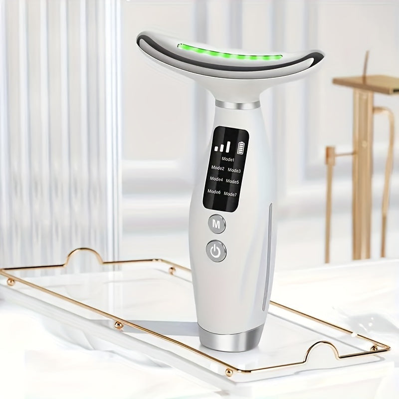 Перезаряжаемый массажер для лица и шеи с 7 режимами, идеальный подарок для женщин и девушек.