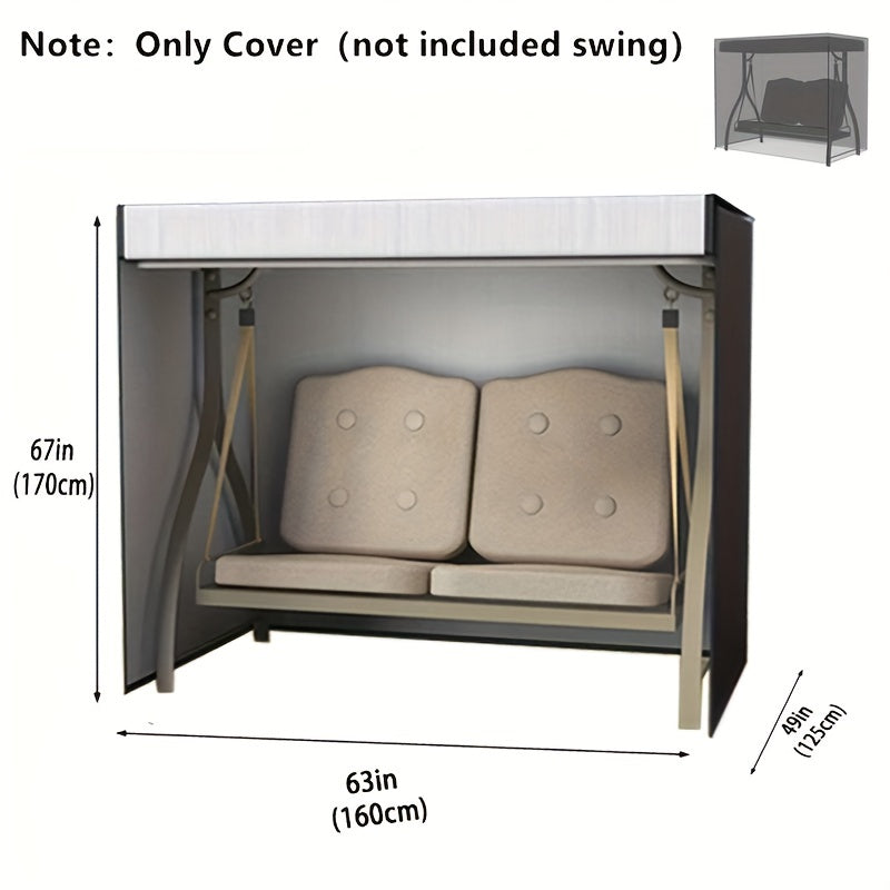 Heavy Duty Outdoor Swing Cover for 2/3 Seat Patio Furniture Waterproof Oxford Cloth Black