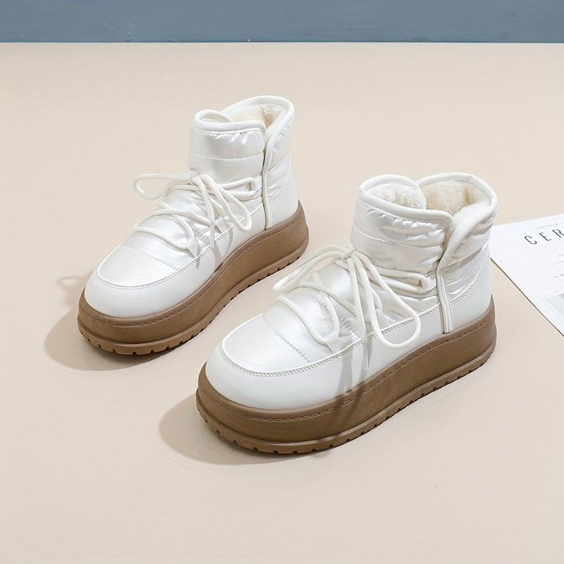 Women's Winter Fleece-Lined Chunky Sneakers Casual Warm Winter Boots