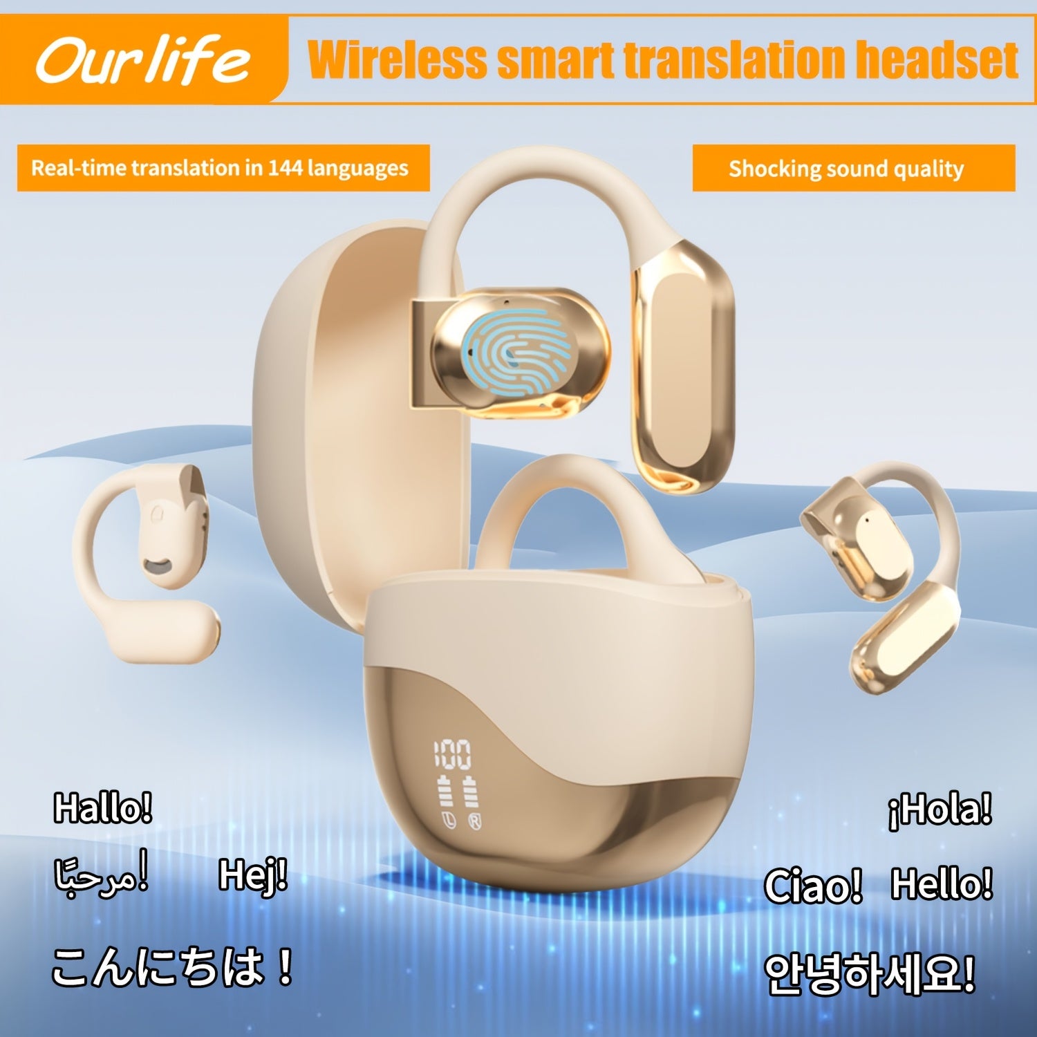 Wireless Translation Earbuds 2-Way Real-Time Interpretation in 144 Languages