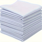 Set of 12 White Striped Handkerchiefs Large Size Polyester Woven Fitted