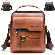 Men's Genuine Leather Crossbody Bag Vintage Shoulder Bag Business Handbag Black