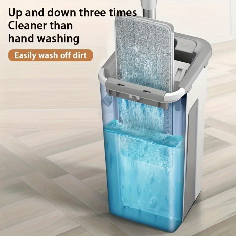 Uy uchun mop va kova to'plami mikrotozalash mato padlari bilan, aylanadigan tekis bosh