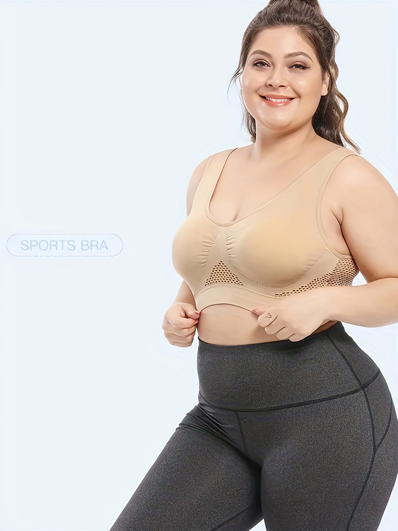 Women Plus Size Sports Bra Wireless Padded Breathable Yoga Running Set