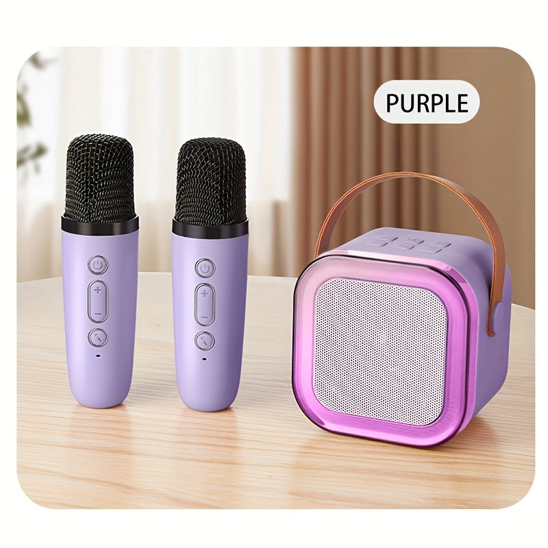 LED chiroq, simsiz karaoke, qo'l mikrofoni, ovoz balansi va USB zaryadlash bilan jihozlangan portativ subwoofer, oilaviy yig'ilishlar va tug'ilgan kunlar uchun.