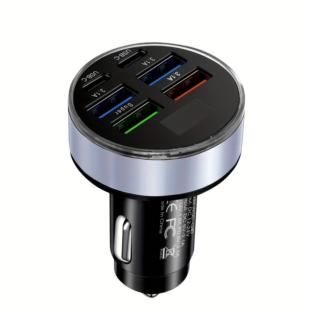 Car Charger Multi Port 2PD 4USB Fast Charging USB C Adapter for Cars