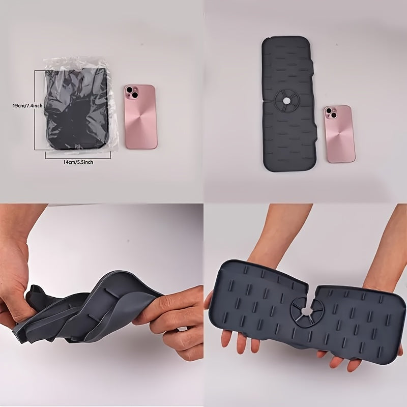 Silicone Sink Faucet Drip Tray Waterproof Tilt Design for Kitchen Bathroom Bar