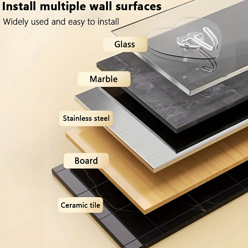 10-штук тяжелых прозрачных пластиковых крючков с клеевым основанием в форме сердца для крепления на стену, для кухни и ванной