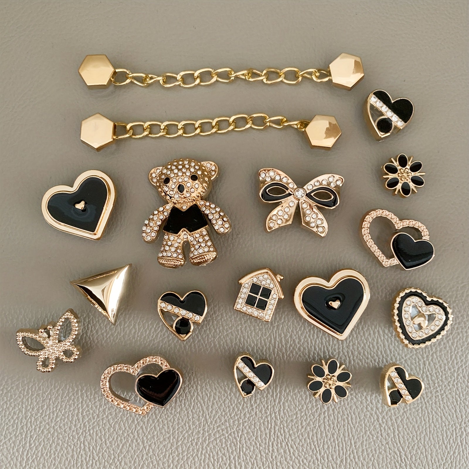 Kids Girls Shoe Charms Set with Bear Bow Hearts Detachable Accessories