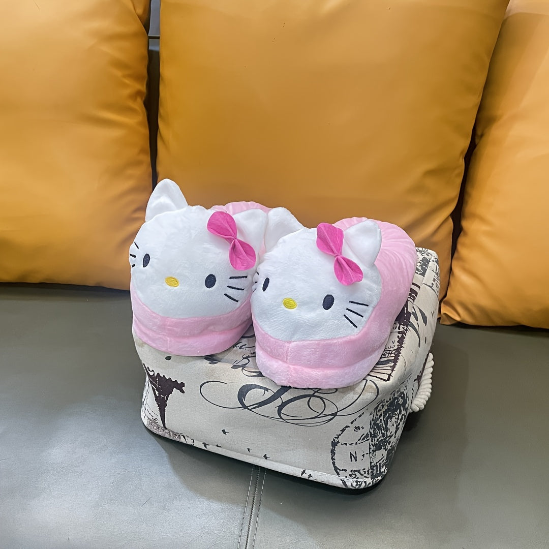 Women's Plush Cat Slippers Winter Warm Full-Cover House Shoes
