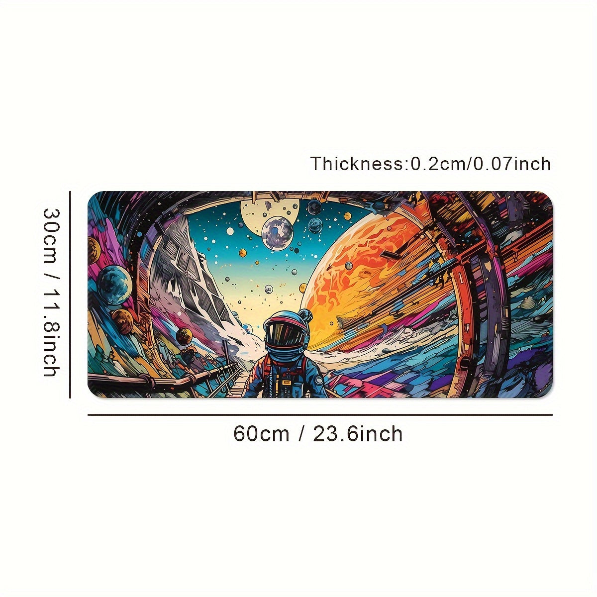 Alfombrilla de ratón de goma grande para juegos con tema espacial, antideslizante, lavable y de gran tamaño