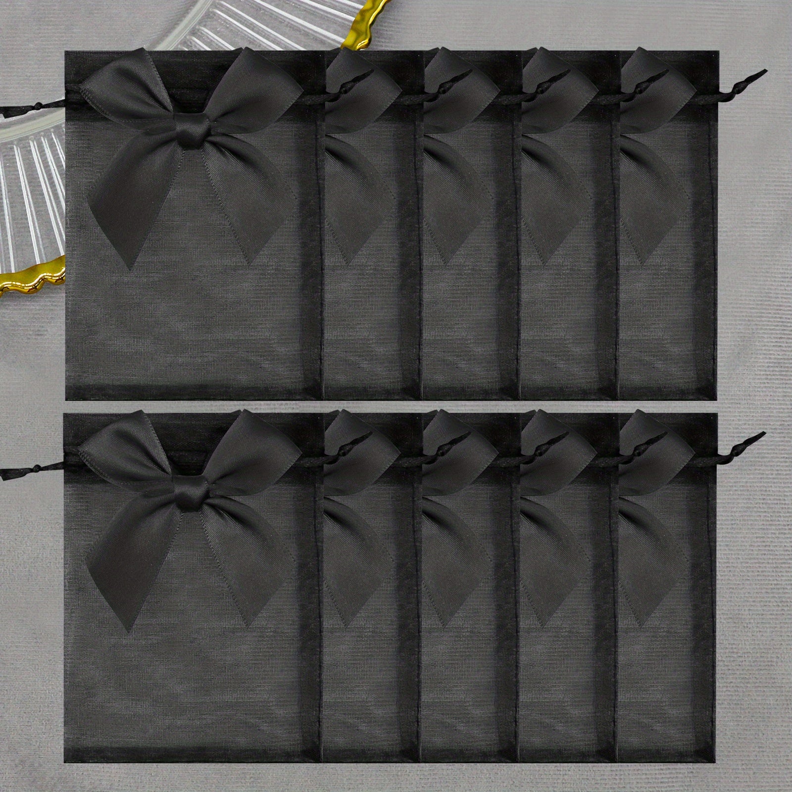 10 элегантных органзовых мешков с лентой и бантом для упаковки подарков и угощений на вечеринке