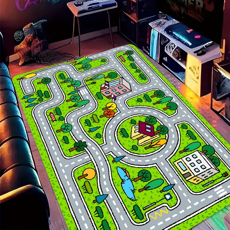 Cute Cartoon Pattern Play Area Rug Non-Slip Washable Floor Mat Multiple Sizes