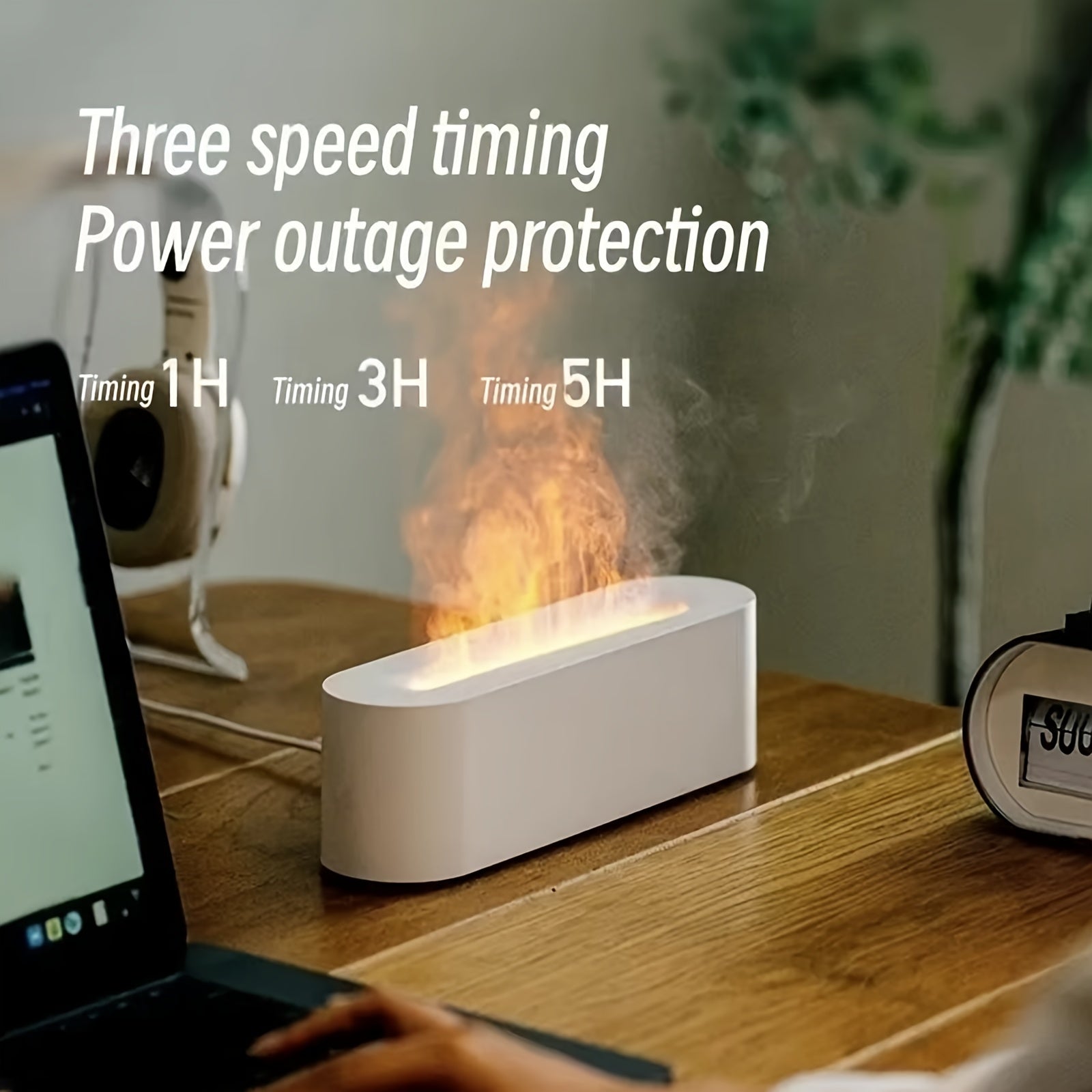 Simulated Flame Humidifier with Colorful Light 150ml USB Powered 3D Fire Effect