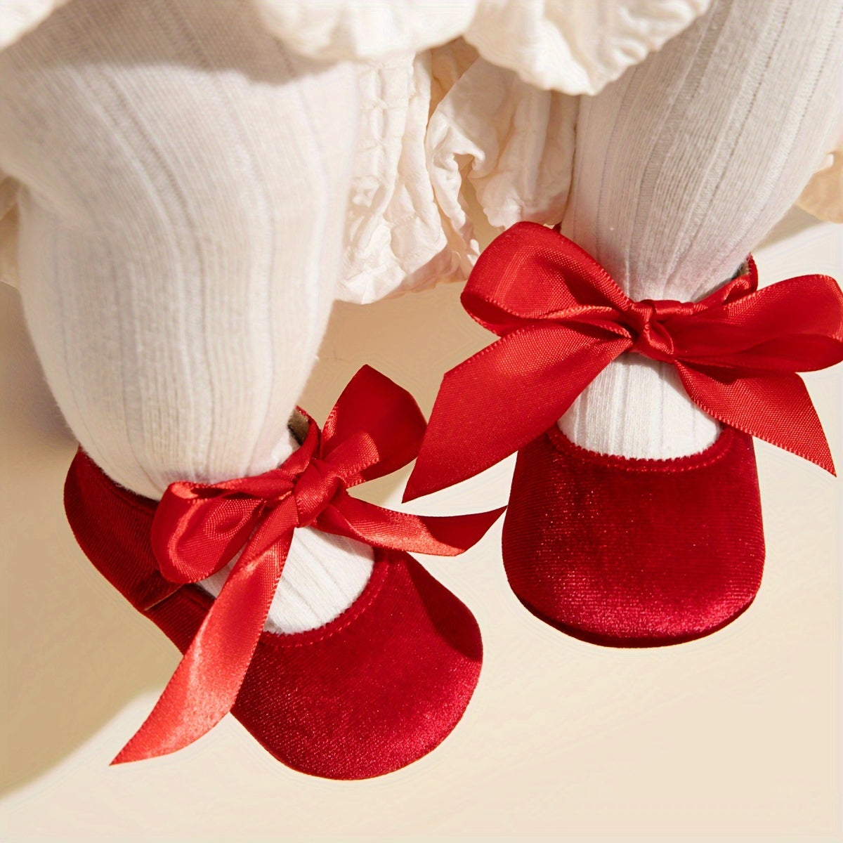 Infant Baby Girls Soft Sole Mary Jane Flats with Bowknot and Rubber Sole