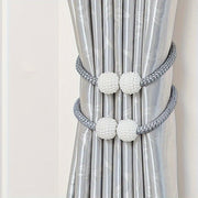 Two Pieces Modern Polyester Curtain Tie Backs Silver Finish Window Drapery Holdbacks