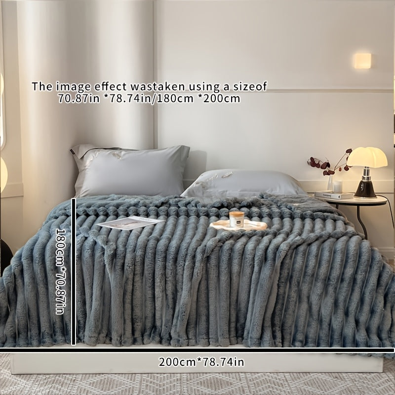 Faux Fur Throw Blanket Ultra-soft Snug for Sofa Bed and Home Decor