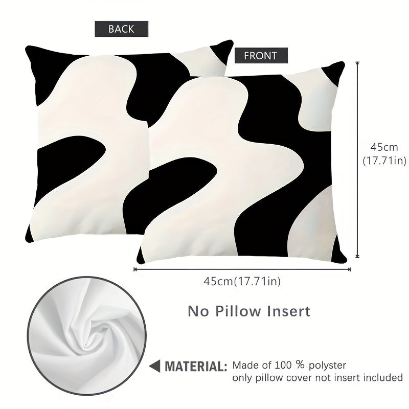 Geometric Abstract Art Pillowcase Black and White Double-Sided Decorative Pillow