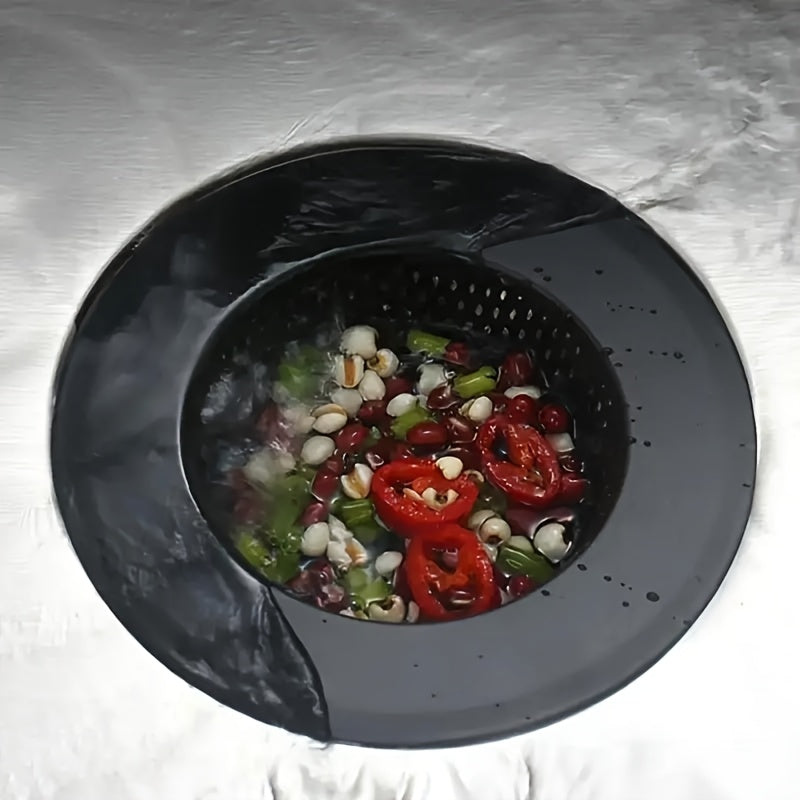 Filtro de fregadero de cocina de acero inoxidable negro con diseño perforado y cesta de malla