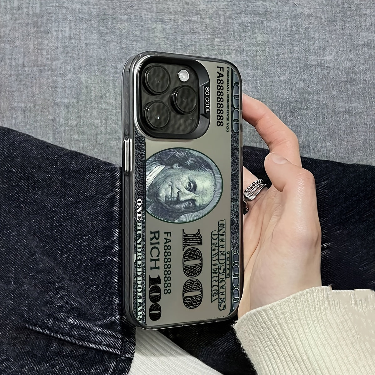 Vintage Banknote Metal Button Phone Case for Apple iPhone 11-16 Pro Max
