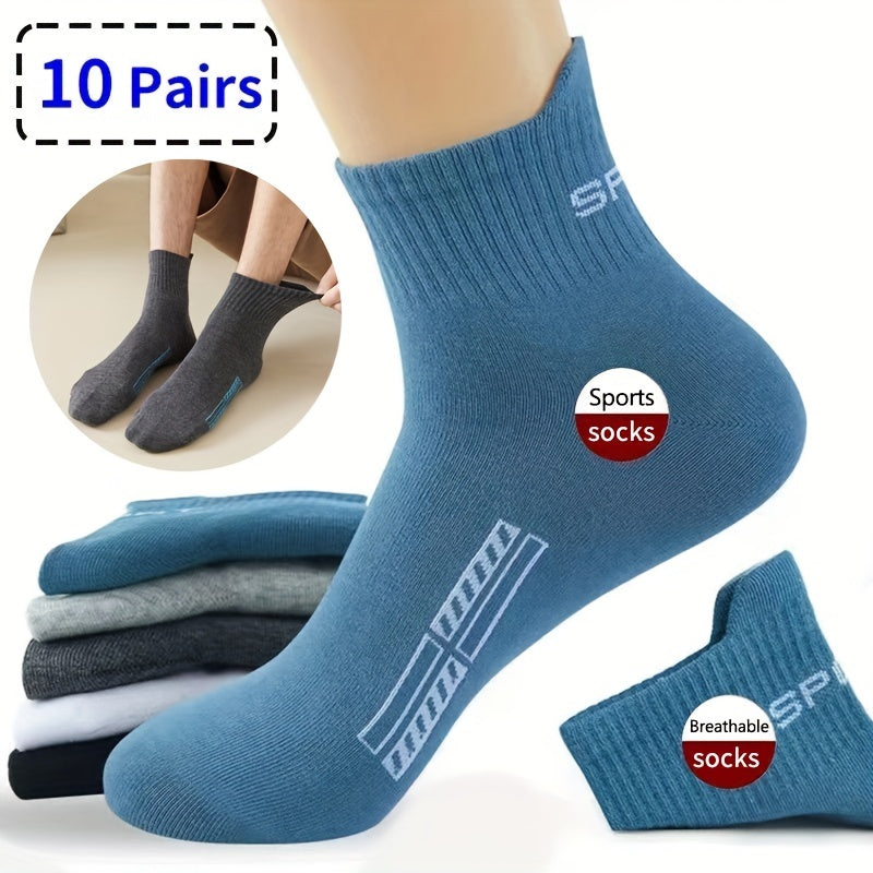 Men's Casual Socks Pack of 10 Pairs Size 38-45 Breathable Cushioned All Seasons