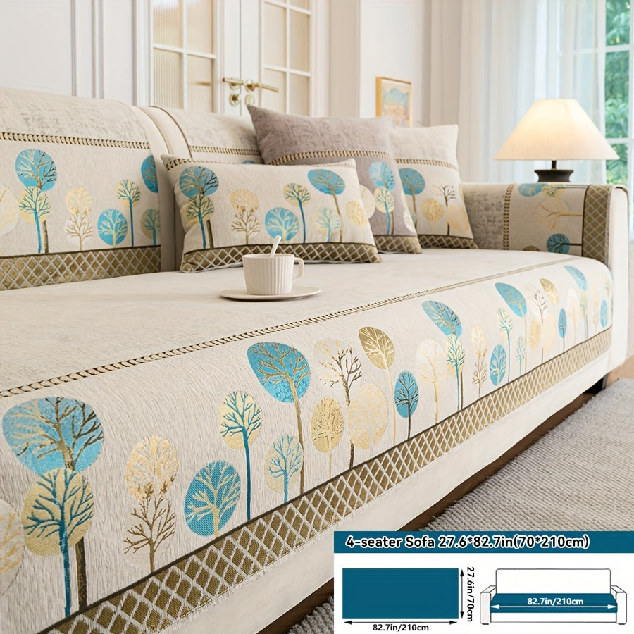 Нескользящая накидка на диван с мотивом дерева для 1-4 местных диванов, безопасна для домашних животных, моется в машине, прочная