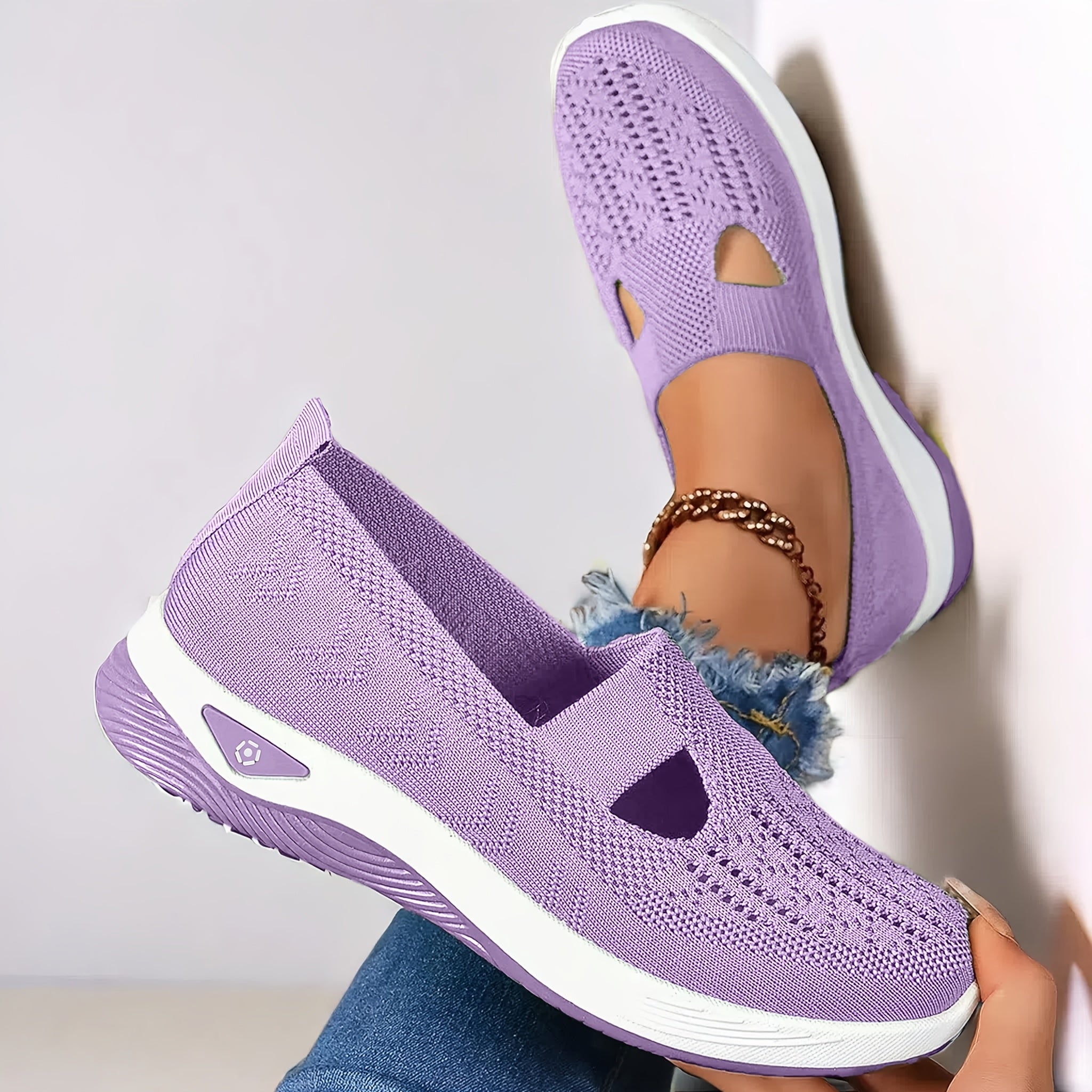 Women's Slip-On Casual Sneakers Low Top Solid Color Fabric Insole PVC Sole