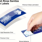 Water Resistant Paper Adhesive Signs for Kitchen Sink Labeling Set for Restaurants Food Trucks and Dishwashing Stations