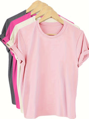 Plus Size Cotton T-Shirts 4 Pack Short Sleeve Crew Neck Casual Women