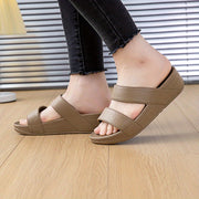Women's Summer Slide Sandals Beige PVC Non-Slip Open Toe Casual