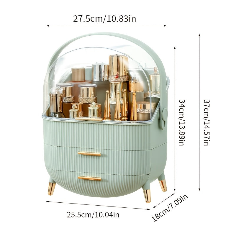 Organizador de maquillaje con tapa, almacenamiento de cosméticos a prueba de polvo para tocador