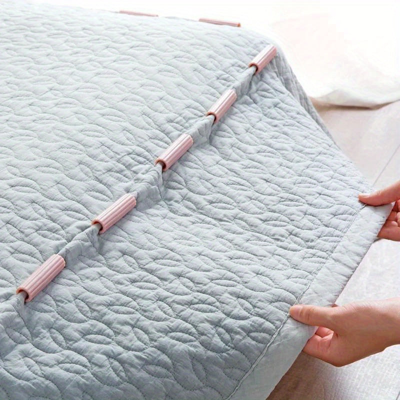 Set of 8 Adjustable Bed Sheet Straps Non-Fabric Green Fasteners for Bedding and Mattress Covers