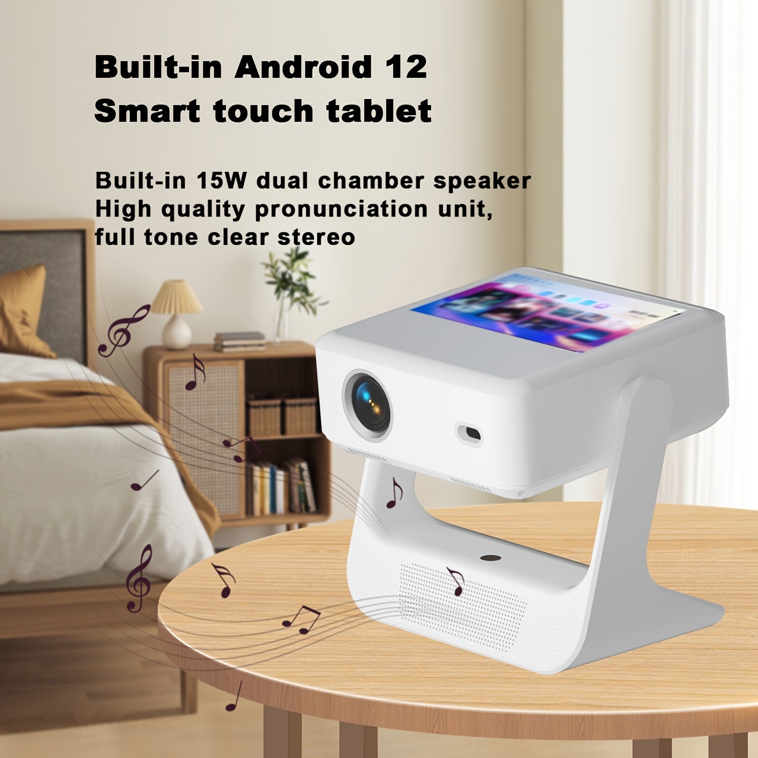 Portable Dual-Screen 1080P 4K Supported Projector with Wi-Fi 6 For Home Theater