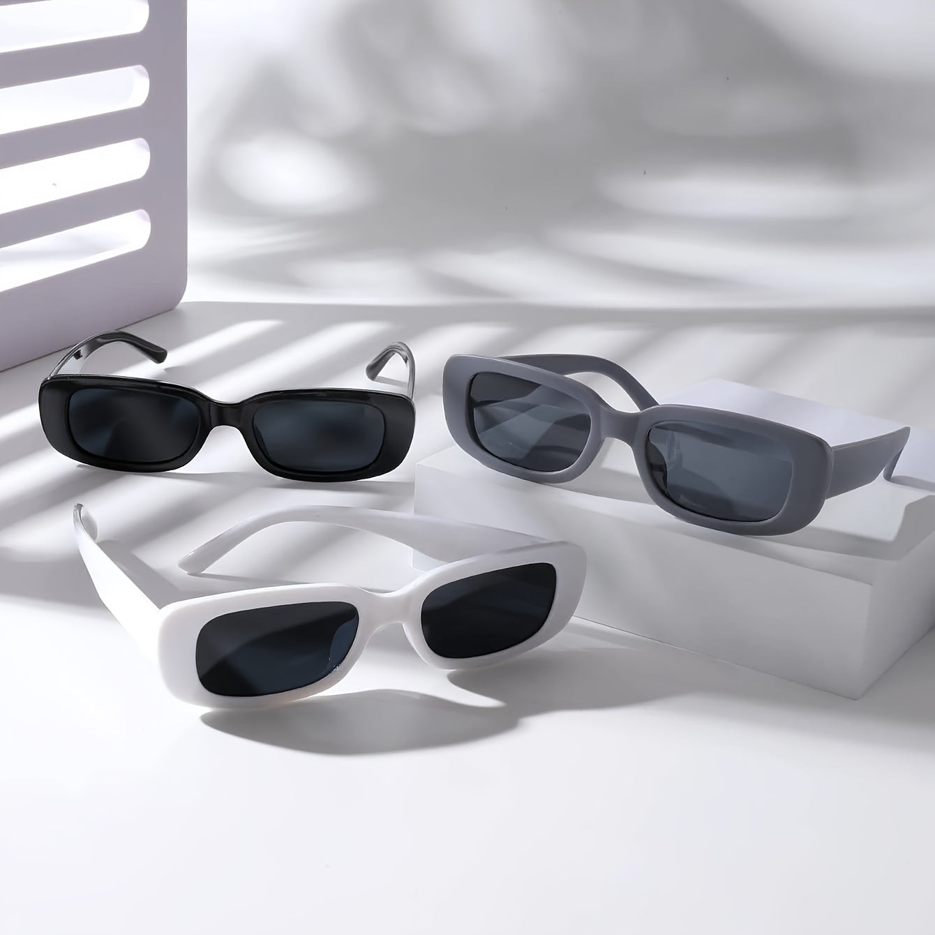 Juego de 3 gafas cuadradas unisex de estilo retro con protección antirreflejos y colores variados