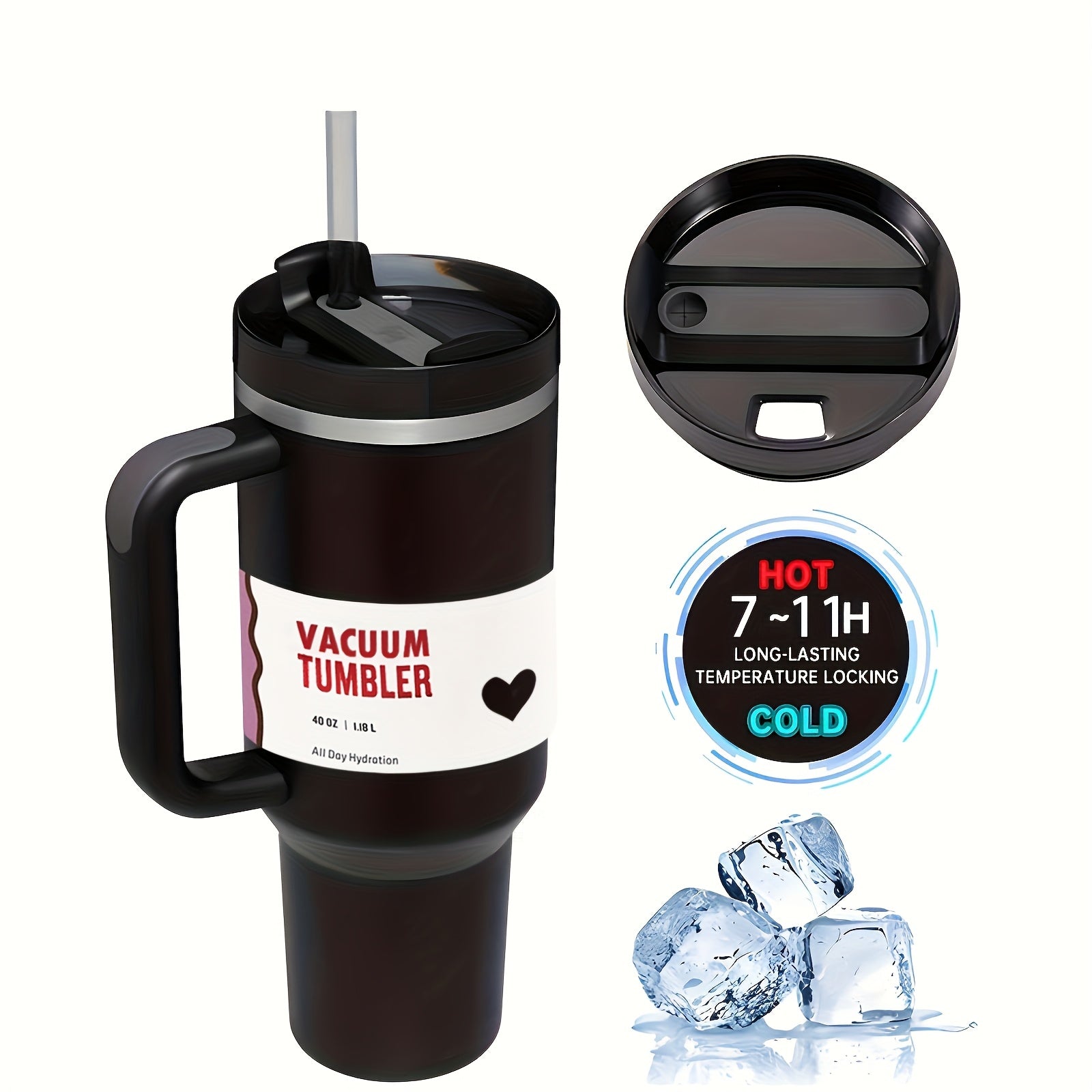 40oz Stainless Steel Tumbler with Lid and Straw BPA-Free Shatterproof for Iced Tea Coffee