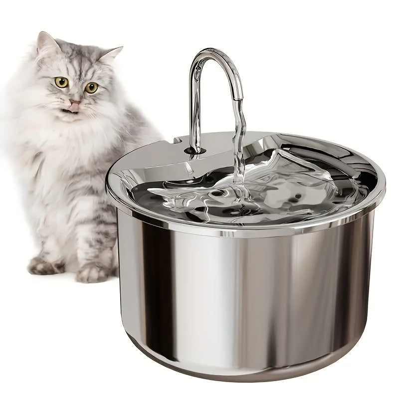Stainless Steel Pet Water Fountain for Cats and Dogs USB Automatic Splash-Proof Dispenser