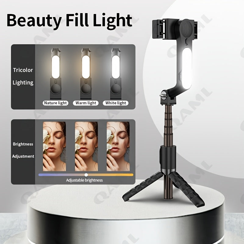 Handheld Gimbal Stabilizer with Selfie Stick Tripod for iPhone Android Wireless Remote USB Charging