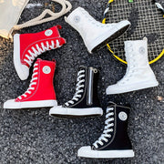 Kids' High-Top Canvas Sneakers for Boys and Girls Breathable Soft Sole Vintage Lace-Up
