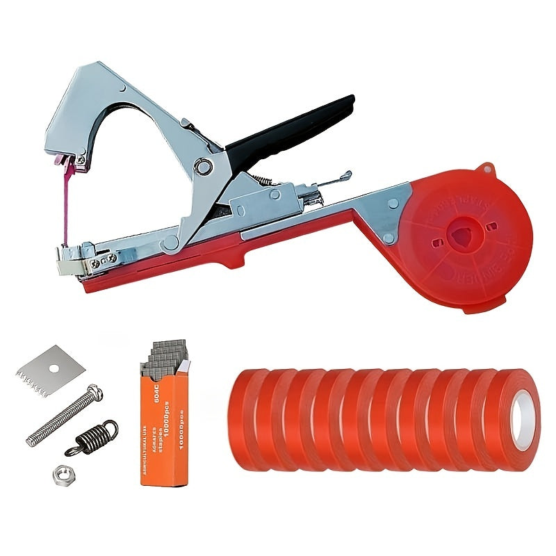 Plant Tying Machine Tool for Grapes Raspberries Tomatoes Vine Vegetables with Tapes Staples Replacement Blades