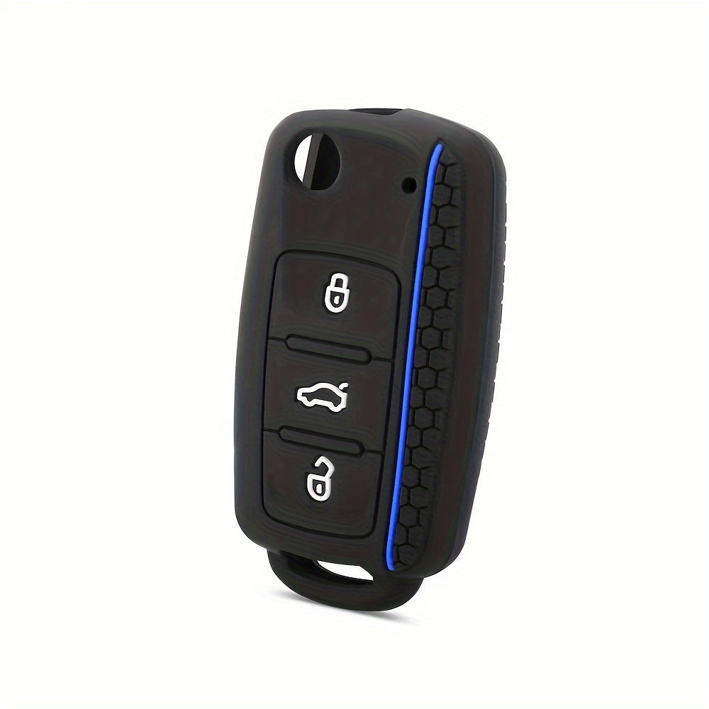 Silicone Car Key Cover For Compact Vehicles 3 Button Protection